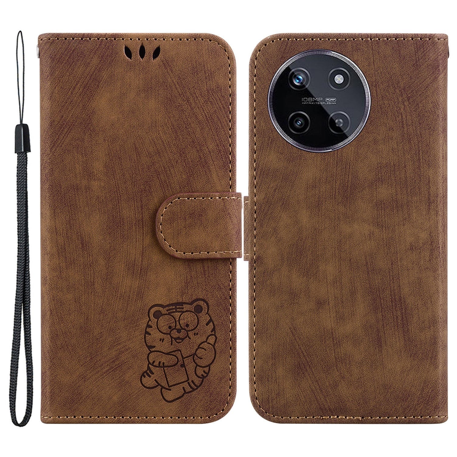 For Realme 11 4G (159.9x73.3x7.95mm) Phone Case Wallet Cover Tiger Pattern Imprinted - Black For Realme 11 4G (159.9x73.3x7.95mm) Phone Case Wallet Cover Tiger Pattern Imprinted - Black